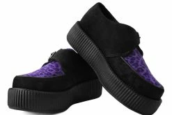V9685 Black & Purple Leopard Monk Buckle Viva Mondo Creeper
