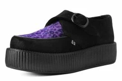 V9685 Black & Purple Leopard Monk Buckle Viva Mondo Creeper