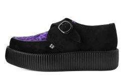 V9685 Black & Purple Leopard Monk Buckle Viva Mondo Creeper