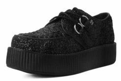 V9697 Women Black Glitter Viva Mondo Creeper