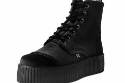 V9758L Women Black Velvet 7-Eye Viva Mondo Boot