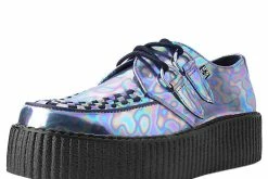 V9782 Chrome Oil Slick Patent D-Ring Interlace Viva Mondo Creeper Women