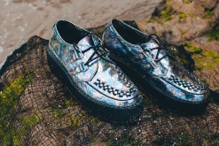 V9782 Chrome Oil Slick Patent D-Ring Interlace Viva Mondo Creeper Women