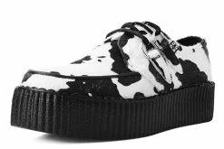 V9810 Black & White Cow Print D-Ring Interlace Viva Mondo Creeper