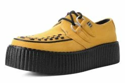 V9851 Mustard Faux Suede D-Ring Interlace Viva High Creeper Women