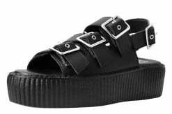 V9880L Black 3-Buckle Mondo Sandal Women
