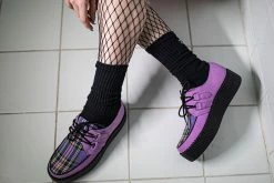 V9892 Lavender Suede & Tartan Creeper