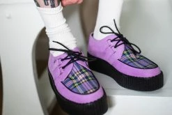 V9892 Lavender Suede & Tartan Creeper