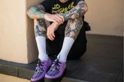 V9892 Lavender Suede & Tartan Creeper