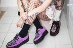 V9892 Lavender Suede & Tartan Creeper