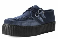 V9913 Grey Velvet Interlace Mondo Creeper Women