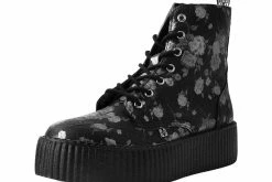 V9916 Black & Silver Rose Print Boot Women