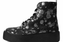 V9916 Black & Silver Rose Print Boot Women