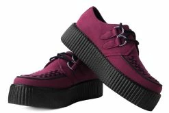 V9921 Women Burgundy Faux Suede Interlace Mondo Creeper