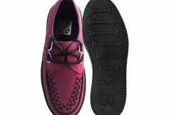 V9921 Women Burgundy Faux Suede Interlace Mondo Creeper
