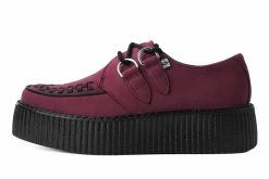 V9921 Women Burgundy Faux Suede Interlace Mondo Creeper