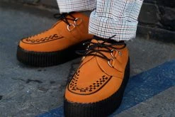 V9922 Women Burnt Orange Faux Suede Interlace Mondo Creeper