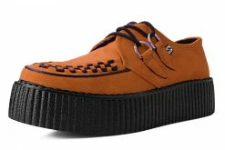 V9922 Women Burnt Orange Faux Suede Interlace Mondo Creeper