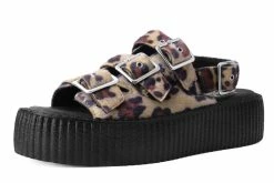 V9957L Tan Leopard 3-Buckle Mondo Sandal Women