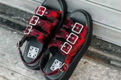 V9958L Women Burgundy Leopard 3-Buckle Mondo Sandal