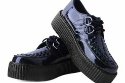 V9967 Women Black Metallic Sparkle D-Ring Mondo Creeper