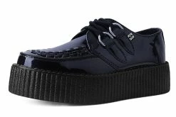 V9967 Women Black Metallic Sparkle D-Ring Mondo Creeper