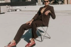 V9969 Women Red Oil Slick D-Ring Mondo Creeper