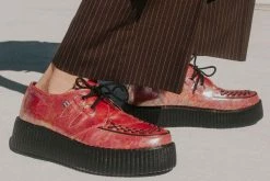 V9969 Women Red Oil Slick D-Ring Mondo Creeper