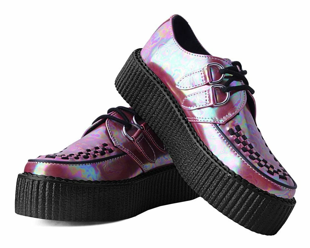 V9969 Women Red Oil Slick D-Ring Mondo Creeper
