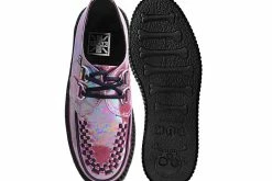 V9969 Women Red Oil Slick D-Ring Mondo Creeper