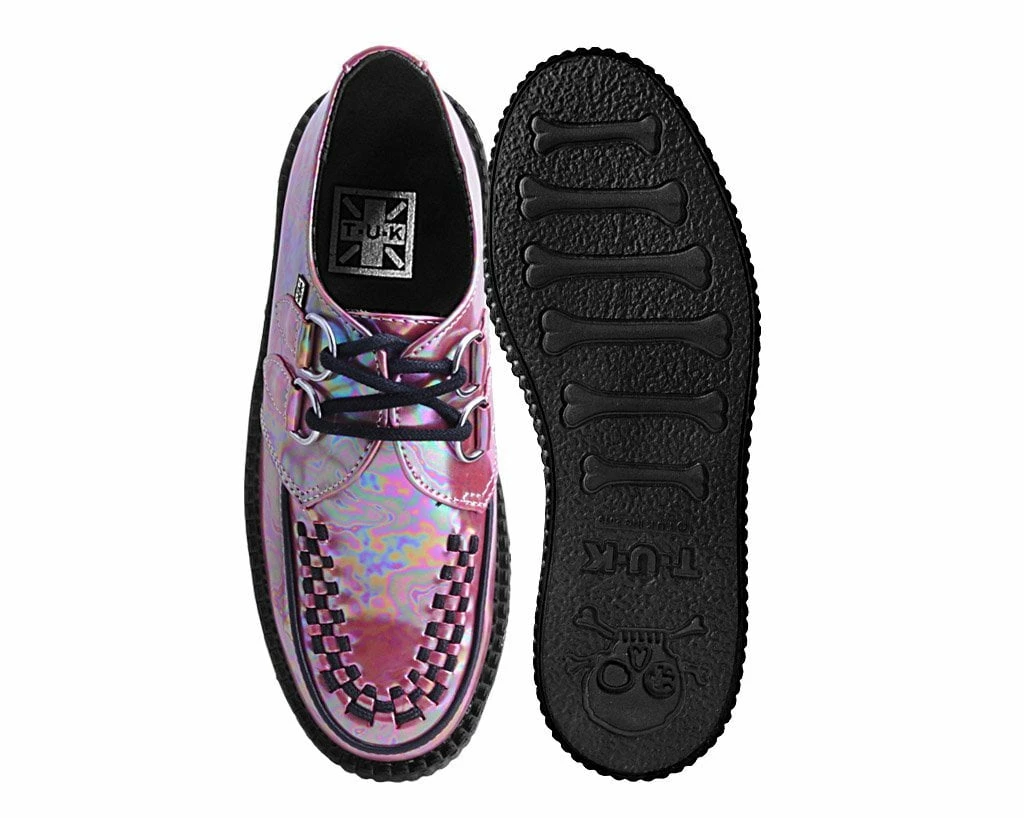 V9969 Women Red Oil Slick D-Ring Mondo Creeper