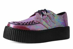 V9969 Women Red Oil Slick D-Ring Mondo Creeper
