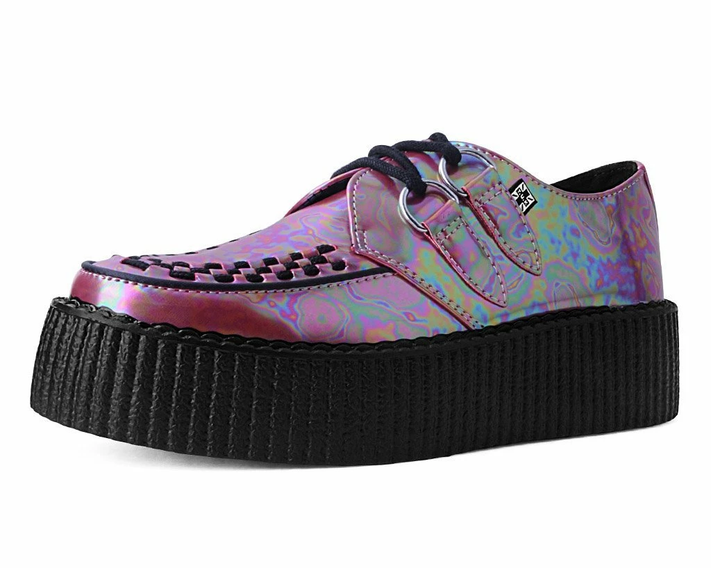 V9969 Women Red Oil Slick D-Ring Mondo Creeper