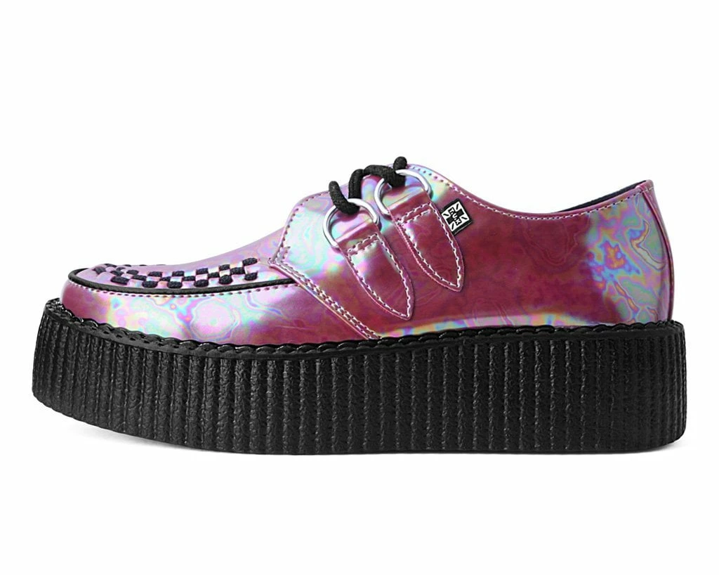 V9969 Women Red Oil Slick D-Ring Mondo Creeper