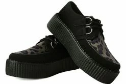 V9971 Women Black & Olive Leopard D-Ring Mondo Creeper
