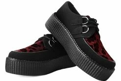 V9973 Black & Burgundy Leopard D-Ring Mondo Creeper