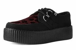 V9973 Black & Burgundy Leopard D-Ring Mondo Creeper