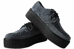 V9981 Women Grey Faux Suede Interlace Mondo Creeper