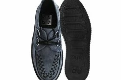 V9981 Women Grey Faux Suede Interlace Mondo Creeper