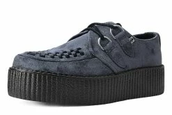 V9981 Women Grey Faux Suede Interlace Mondo Creeper