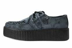 V9981 Women Grey Faux Suede Interlace Mondo Creeper